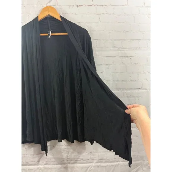 Moa Collection Cascading Open Front Stretch Cardigan Black Womens Size XL - Picture 4 of 5